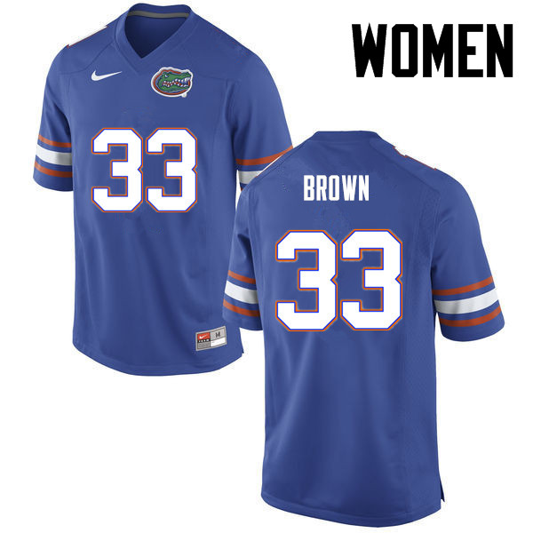 Women Florida Gators #33 Mack Brown College Football Jerseys-Blue - Click Image to Close